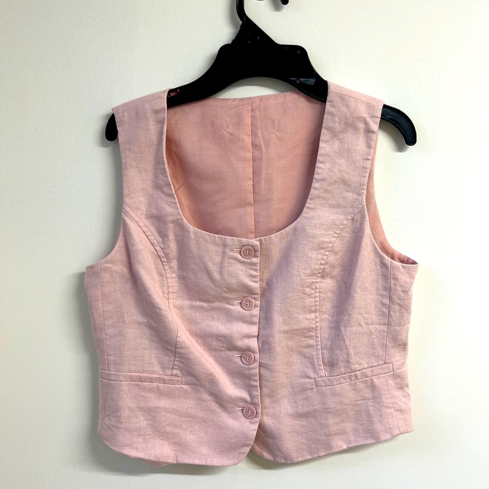 Pink Sleeveless Button-Up Women's Top